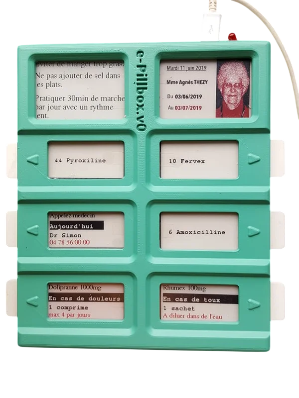 Pilulier électronique e-ink connecté