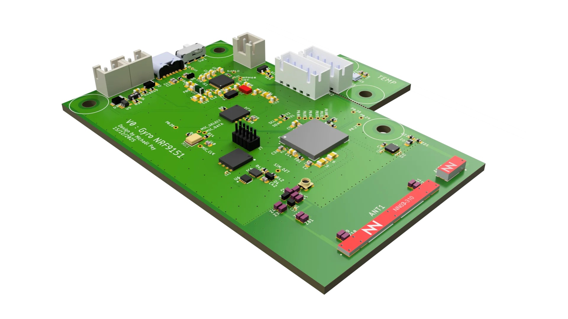 PCB NRF9151 NB-IoT surveillance dispositif médical