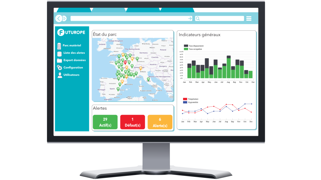 Interface débarquée sur serveur distant permettant de suivre et d'administrer une flotte matérielle